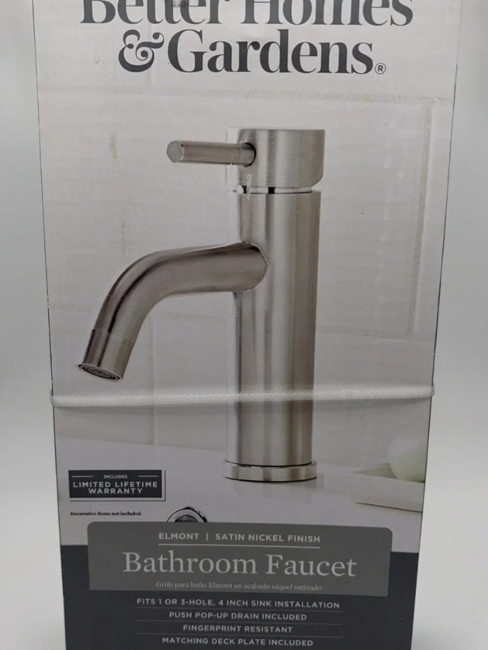 Better Homes and Garden Bathroom Faucet Satin Nickel Finish New in Box